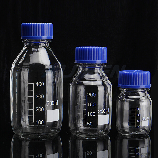 GL45 square glass bottles graduation interval 50ml borosilicate